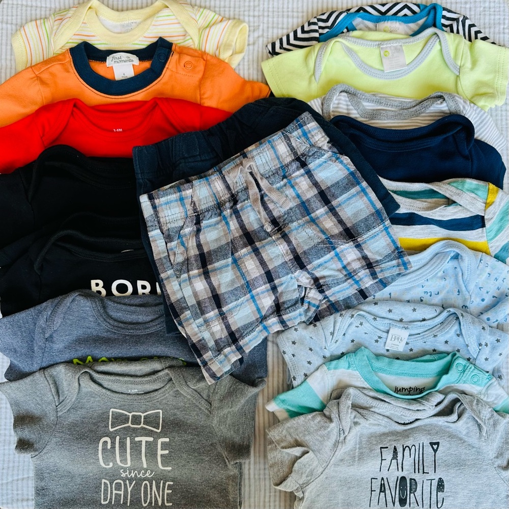 Assorted Baby Onesies and Shorts Lot